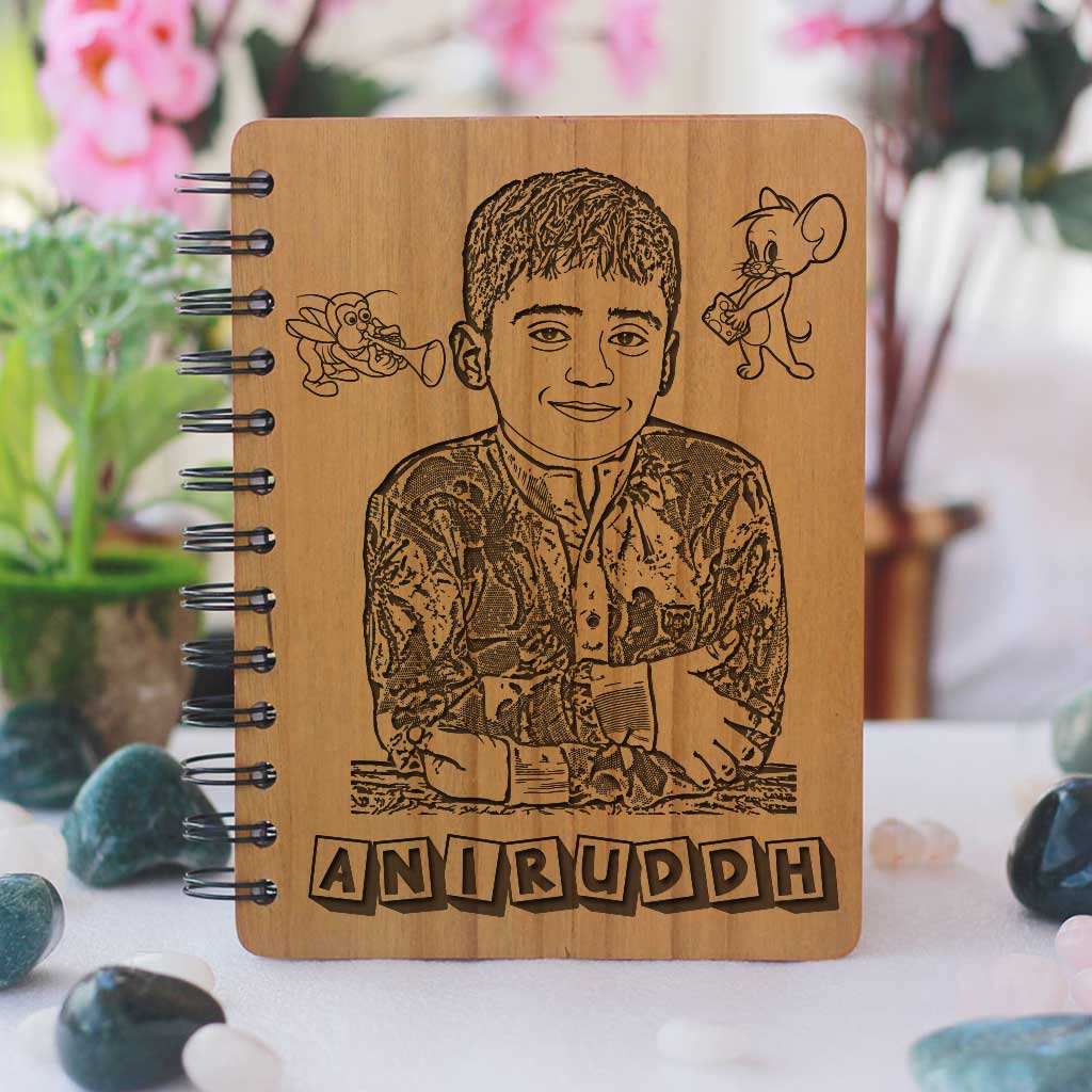 A Wooden Notebook Personalised with Photo. Unique Gifts For Kids. Birthday Gifts For kids. Return Gifts For Kids