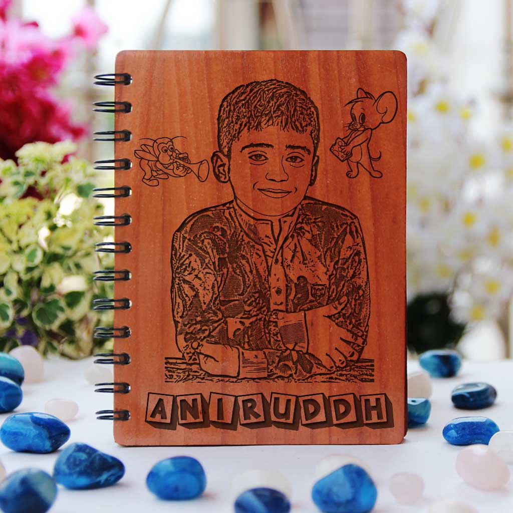 A Wooden Notebook Personalised with Photo. Unique Gifts For Kids. Birthday Gifts For kids. Return Gifts For Kids