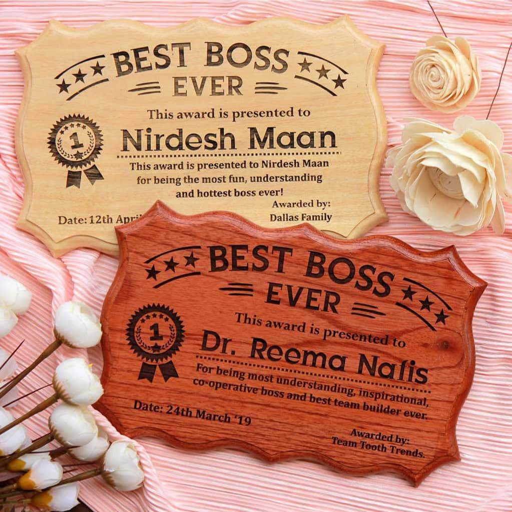 Personalized Best Boss Ever Certificate - Best Boss Award - Unique Gifts for Boss - Custom Wooden Certificates by Woodgeek Store