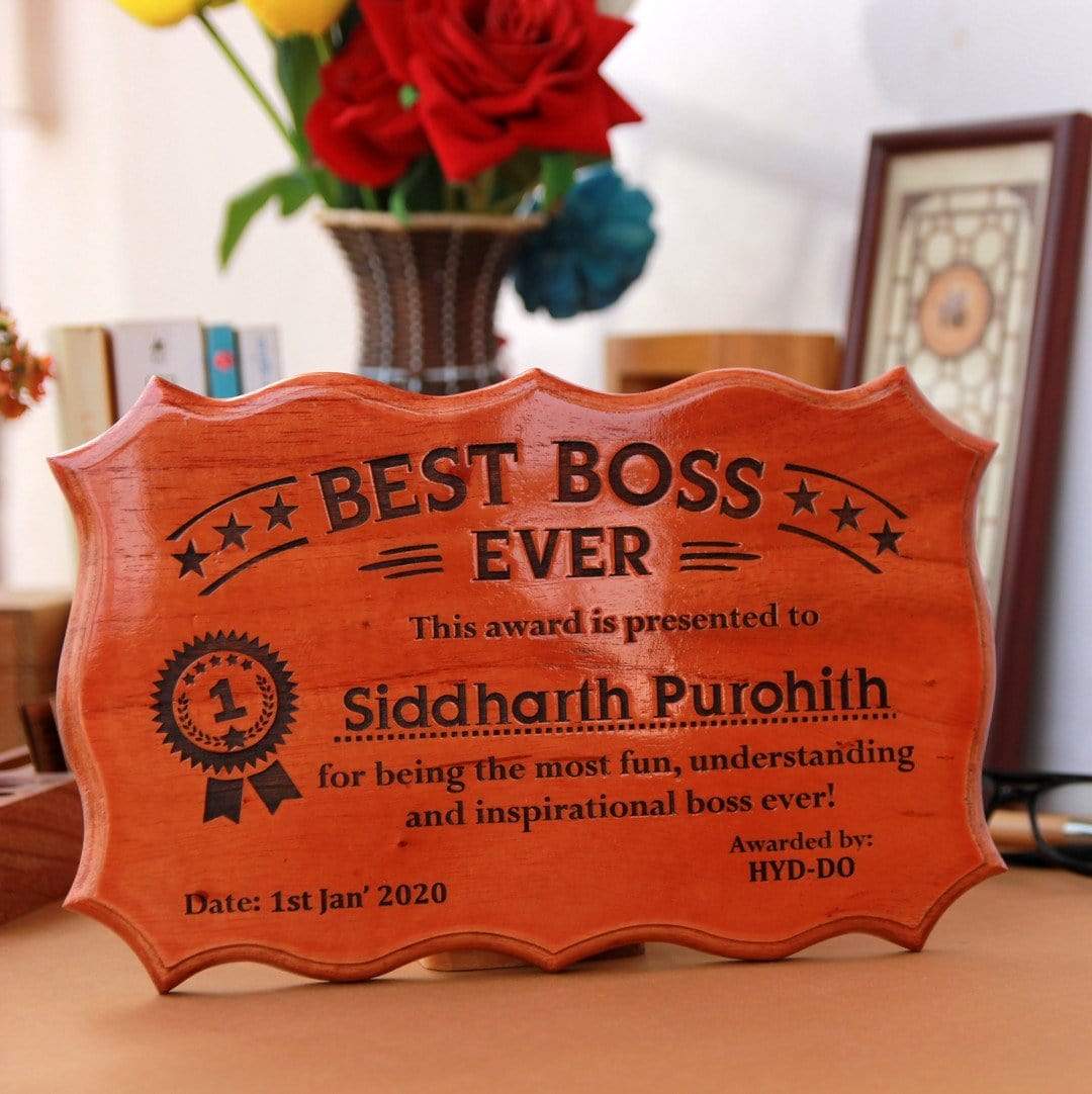 Personalized Best Boss Ever Certificate - Best Boss Award - Unique Gifts for Boss - Custom Wooden Certificates by Woodgeek Store