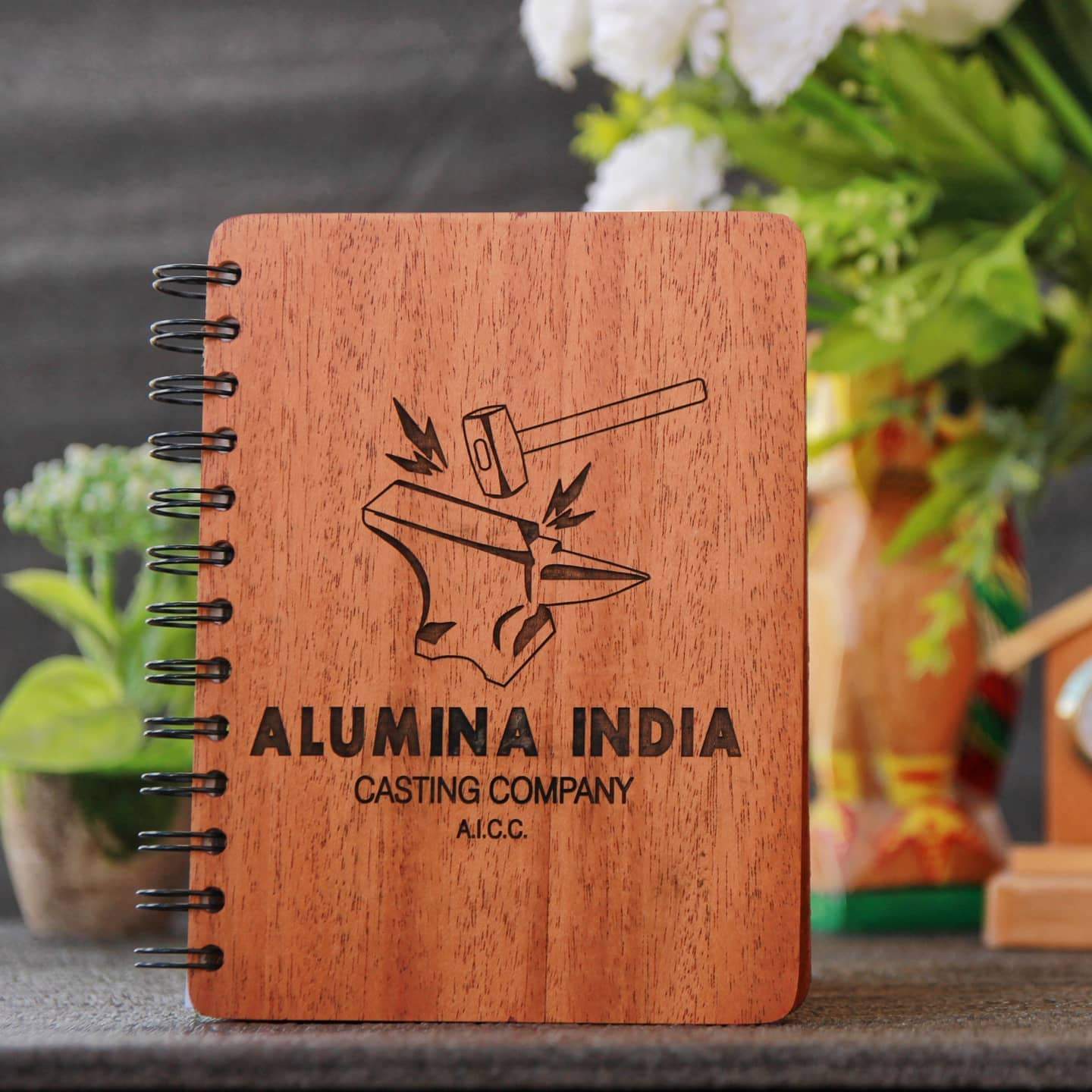 Logo Engraved Wooden Diary For Office