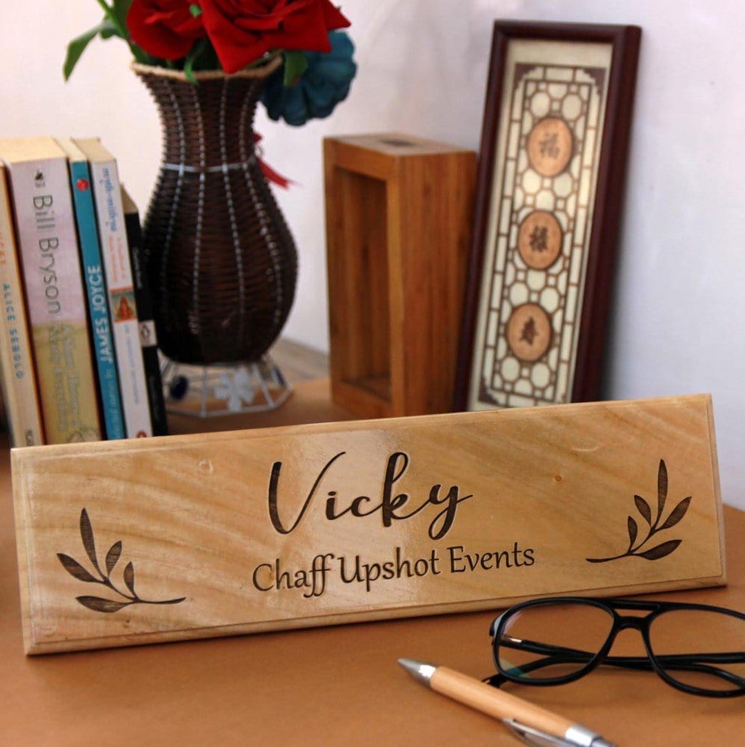Logo Engraved Wooden Nameplate