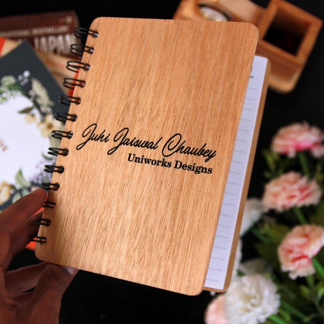 Engraved Wooden Diary & Keychain Set | Corporate Gift