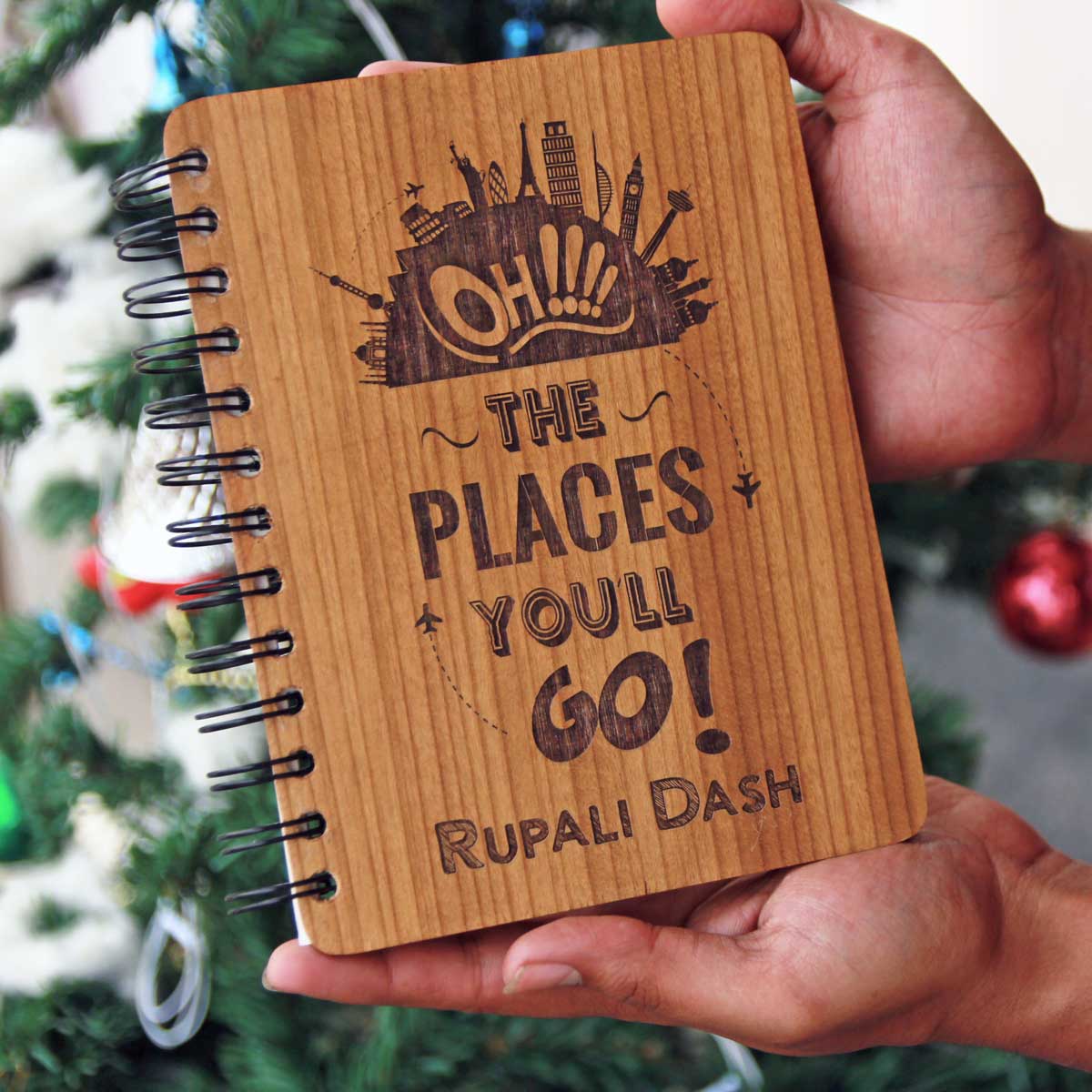 Oh! The places you'll go - Personalized Wooden Notebook