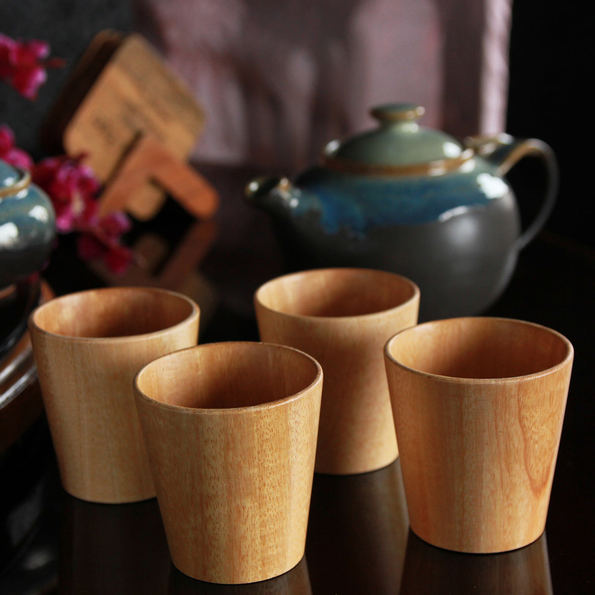 Personalized Neem Wood Tea &amp; Coffee Cup Set
