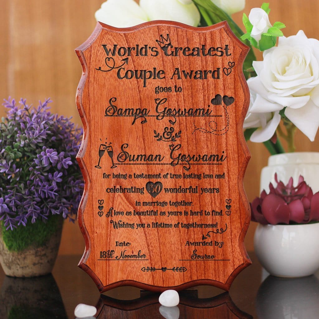 Personalized World's Greatest Couple Certificate. This World's Greatest Couple Engraved Award Certificates Makes One Of The Most Unique Gifts for Couples. If You Are Looking For Anniversary Gifts For The Best Couple You Know, These Custom Wooden Certificates By Woodgeek Store Make The Best Gifts You Can Present To Them. 