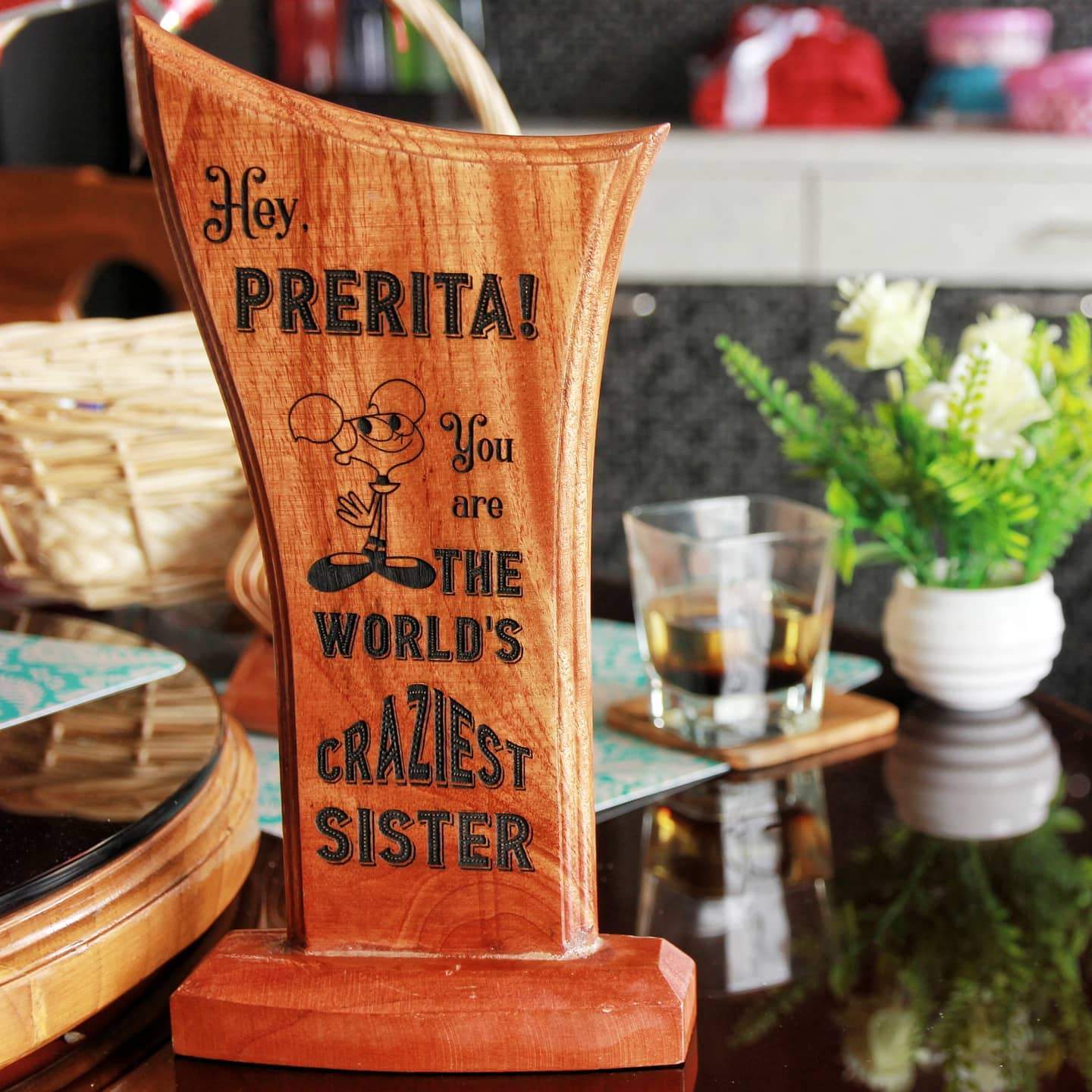 World's Craziest Sister Wooden Trophy & Award