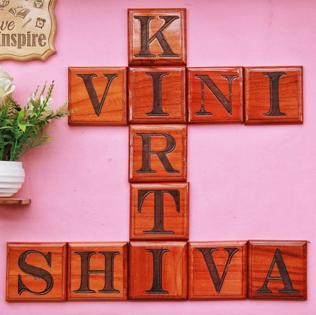 Personalized Family Tree Wooden Crossword Wall Art