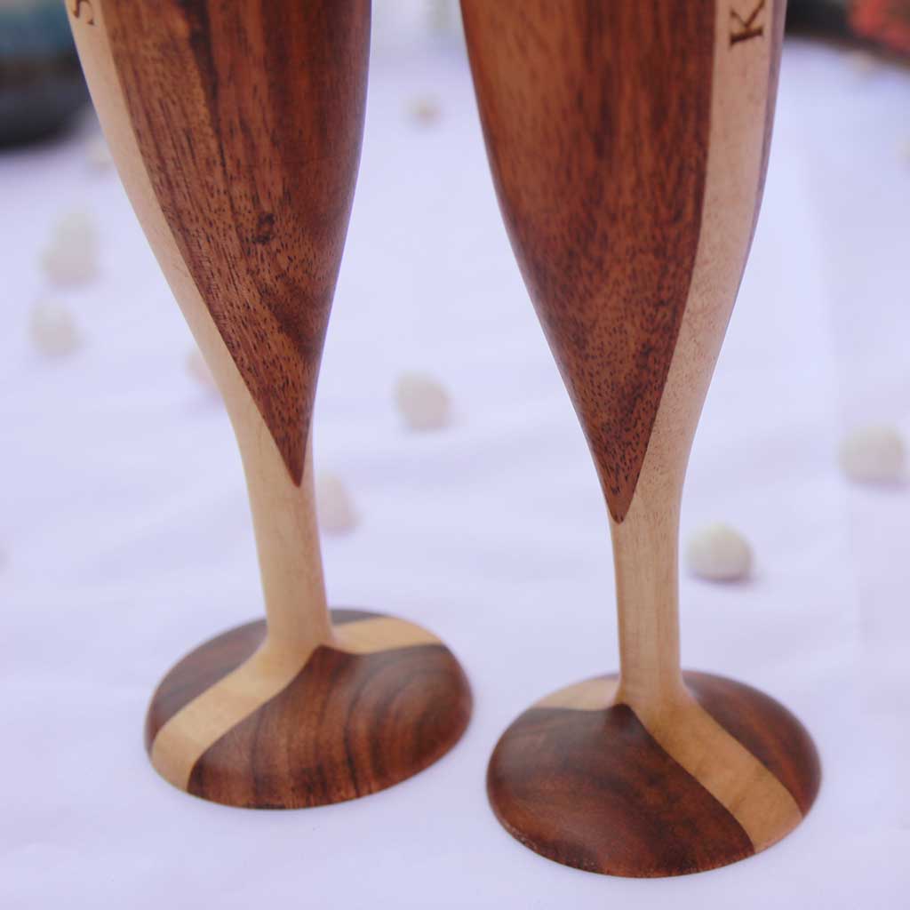 Champagne Glasses | Classy Champagne Flutes | Handmade Wooden Wine Goblets