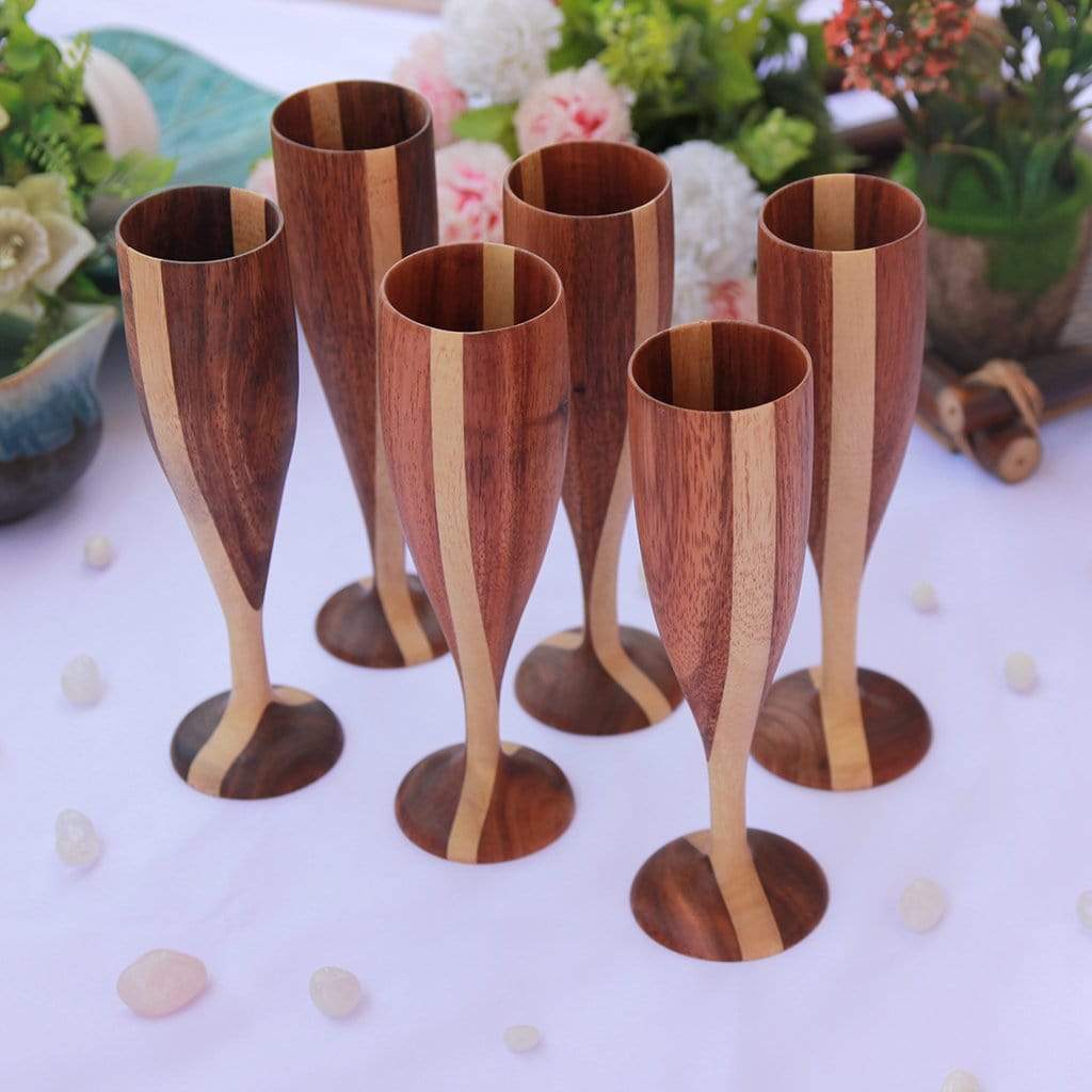 Champagne Glasses | Classy Champagne Flutes | Handmade Wooden Wine Goblets