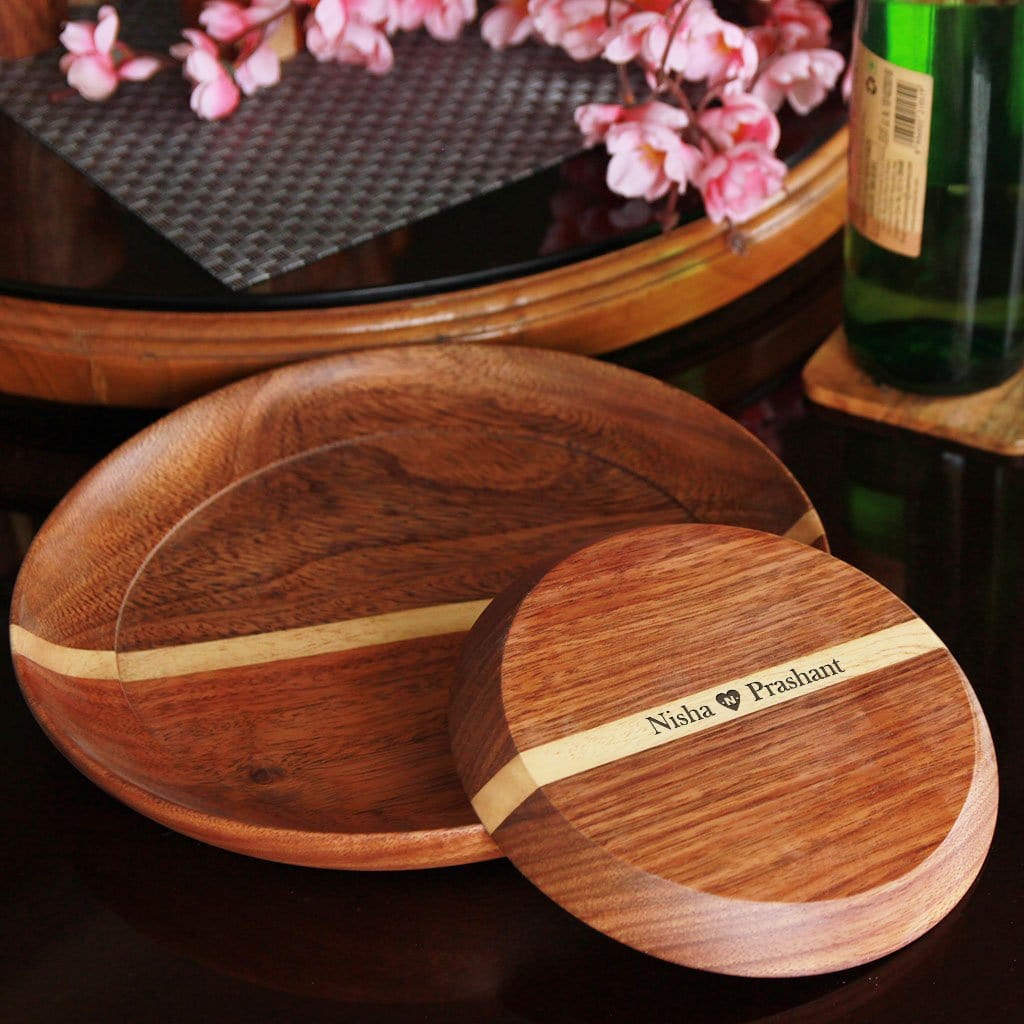 Set of 2 Personalized Wooden Serving Dinner Platters | Gift For Mom