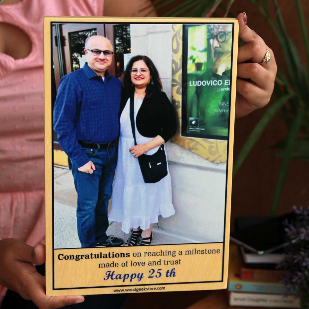 Personalized 25th Marriage Anniversary Gift | Photo Print On Wood