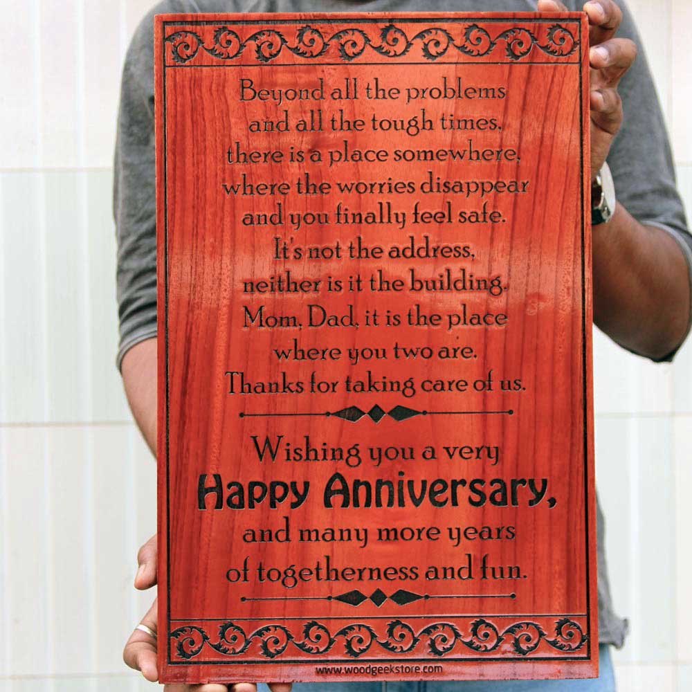 Custom Engraved Anniversary Gift For Mom & Dad | Engraved Wood Frame
