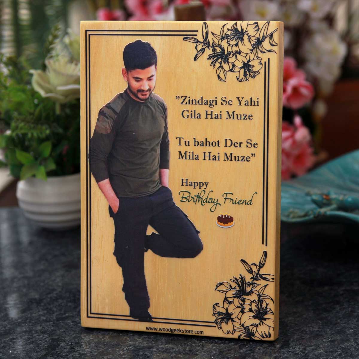 Personalized Birthday Gift For Friend | Photo Print on Wood Frame