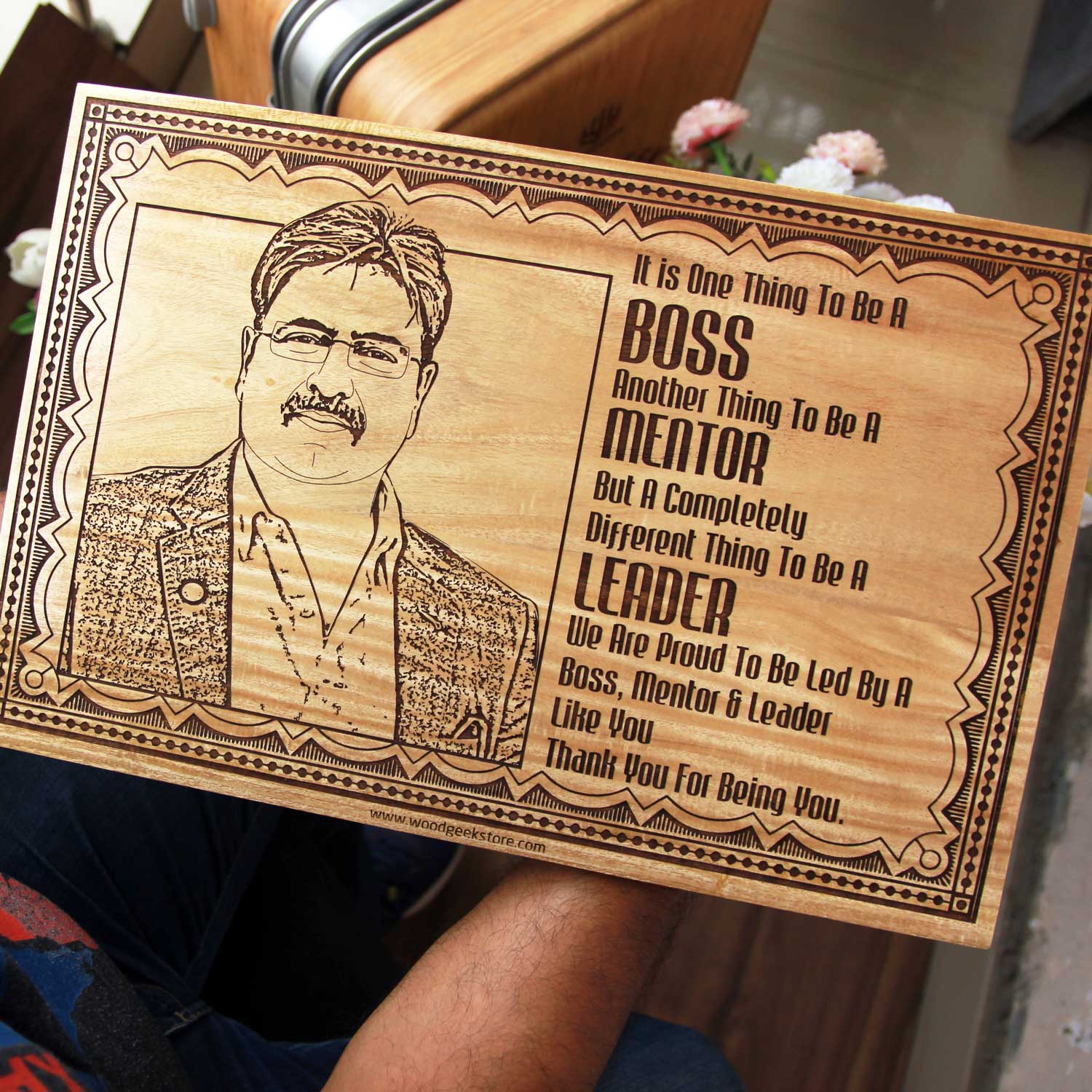 Corporate Gift For Boss Who's A Leader | Personalized Wood Plaque