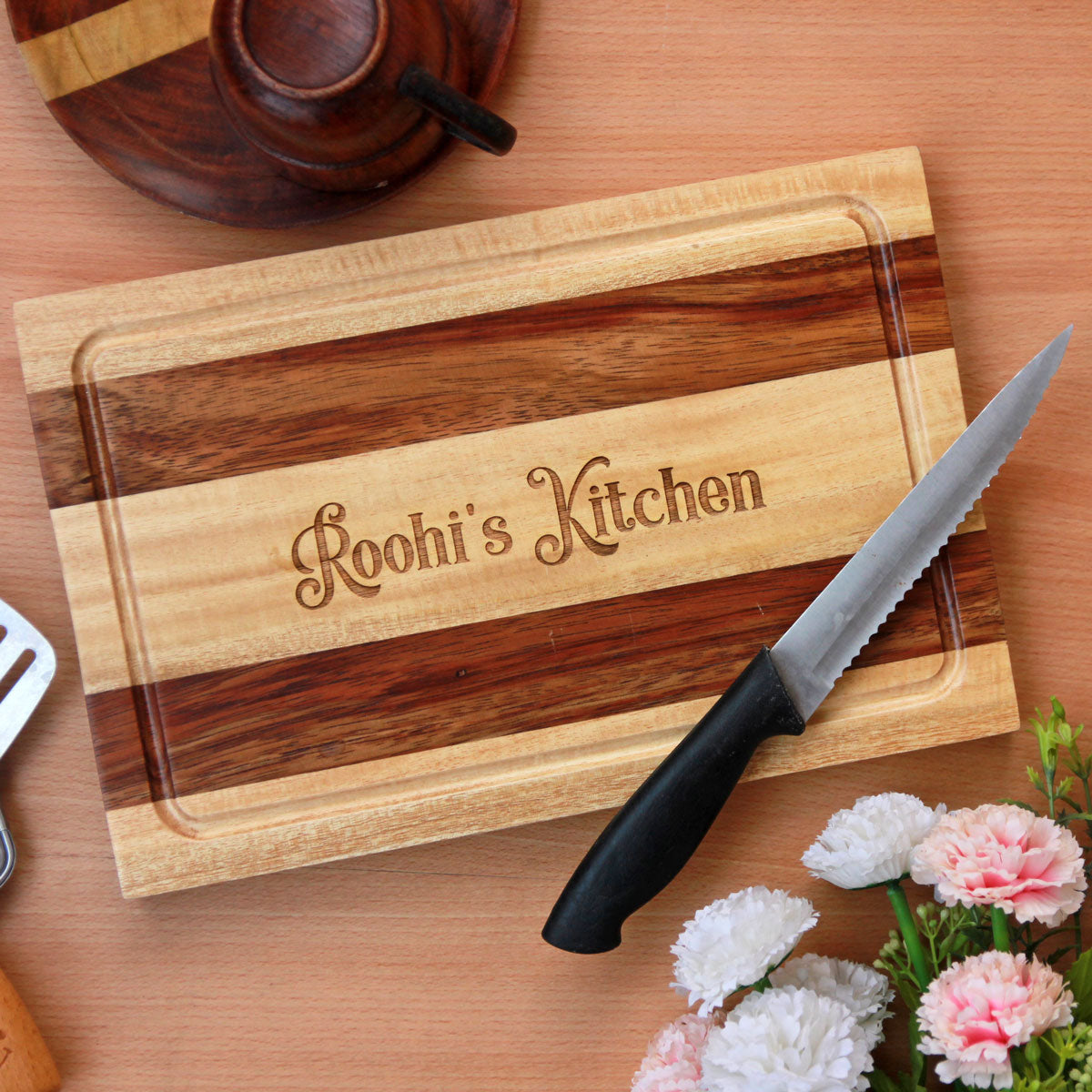 Wooden Chopping Board Personalized With Name | Cooking Lover Gift