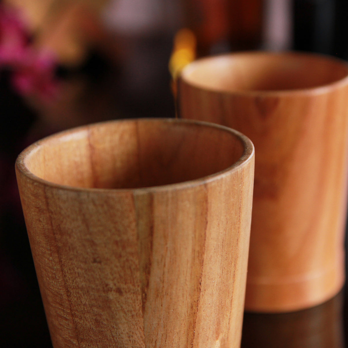 Personalized Neem Wood Whiskey Glasses Set | Handmade Wood Goblets