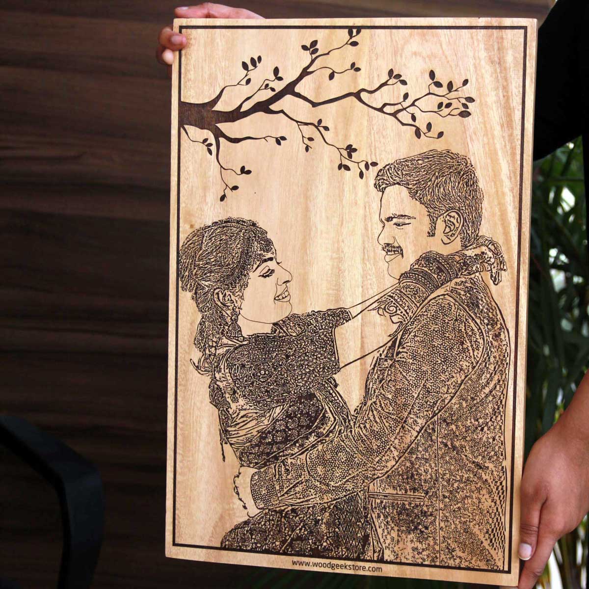 Engraved Photo On Wood For Husband & Wife | Personalized Photo Frame