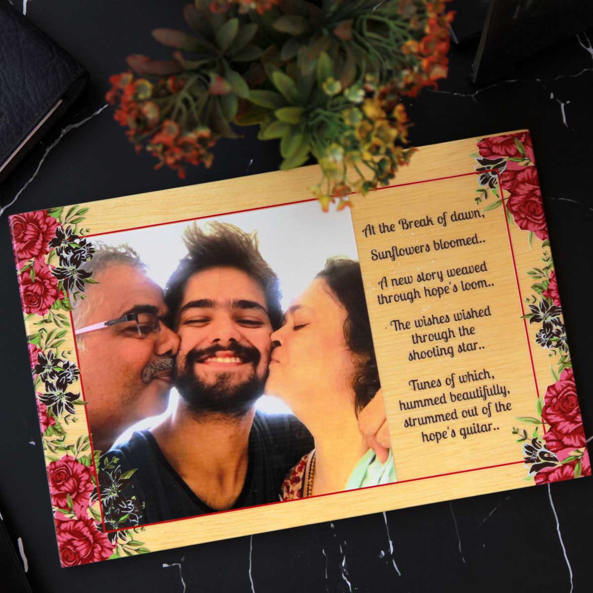 Personalized Wood Photo Frame For Family With Custom Message