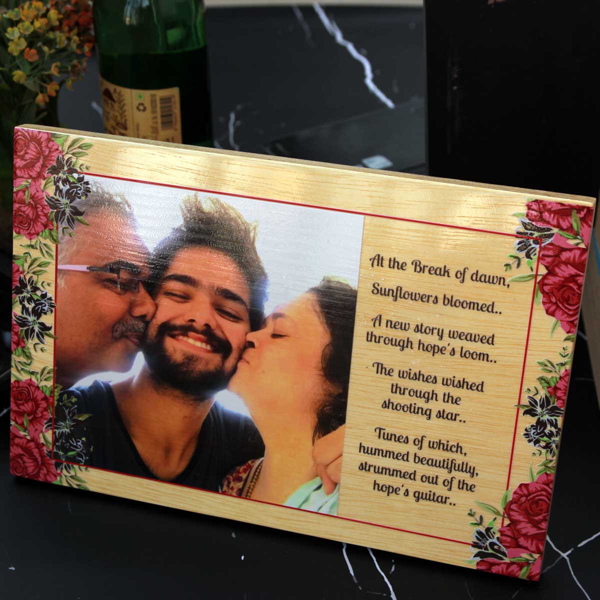 Personalized Wood Photo Frame For Family With Custom Message