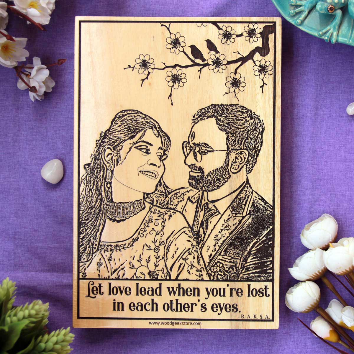 Lost In Each Other's Eyes Personalized Wood Plaque | Romantic Birthday Gift For Husband & Wife