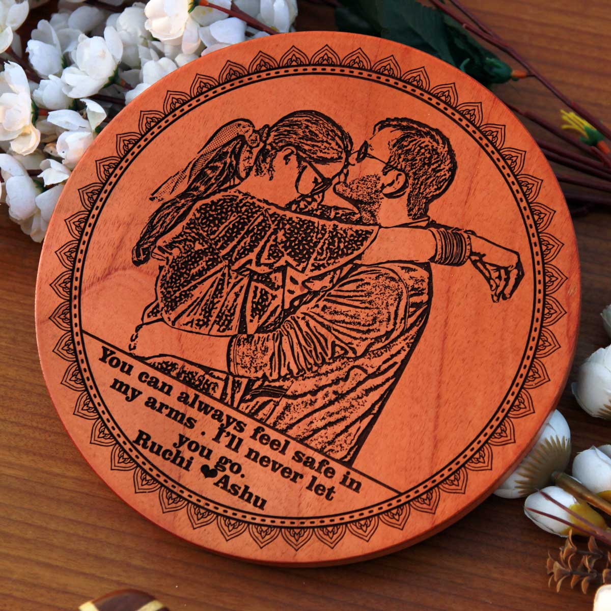 I Feel Safe In Your Arms Wood Plaque |Birthday Gift For Husband & Wife birch / 16 In