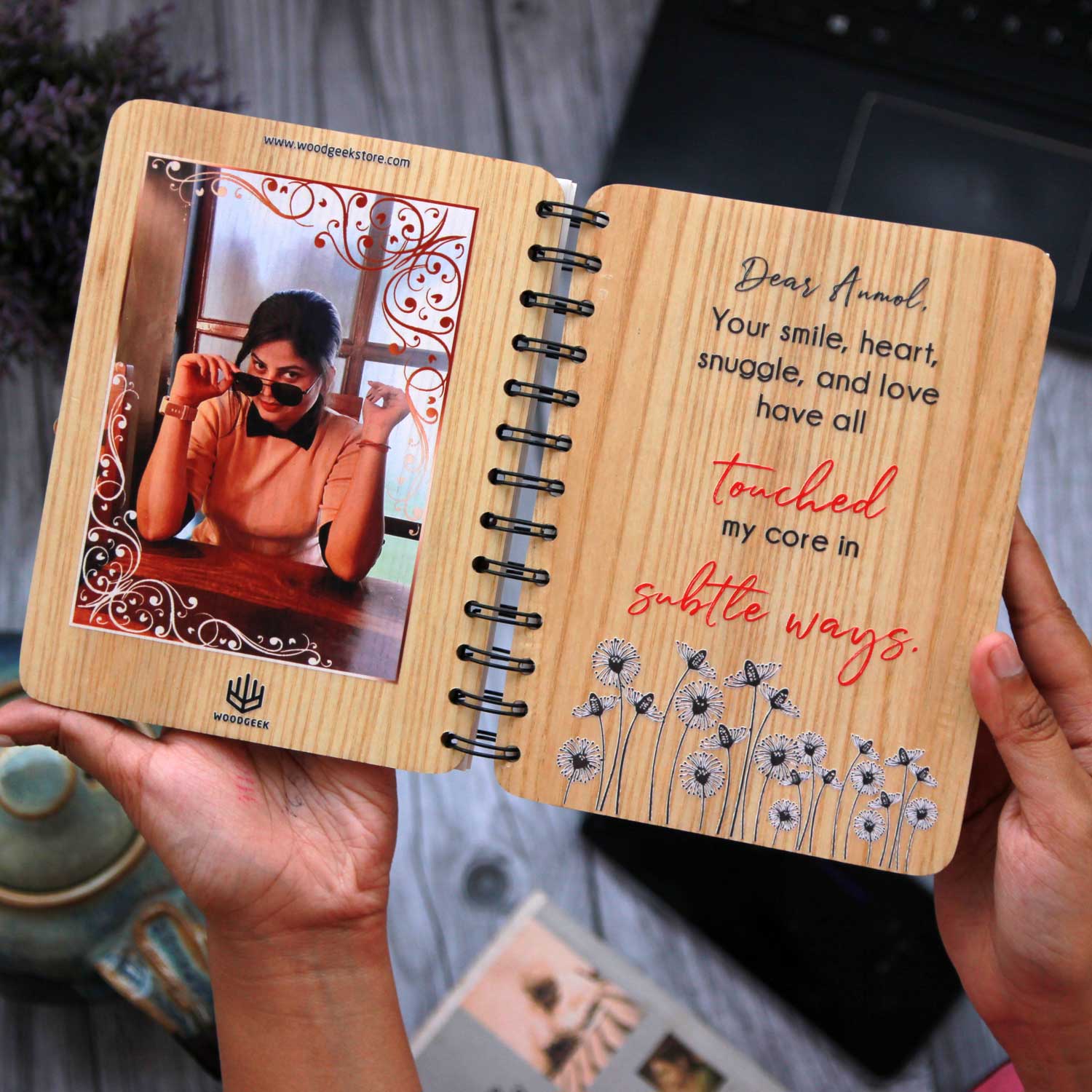 Valentines Gift For Girlfriend & Wife | Personalized Photo Wood Diary