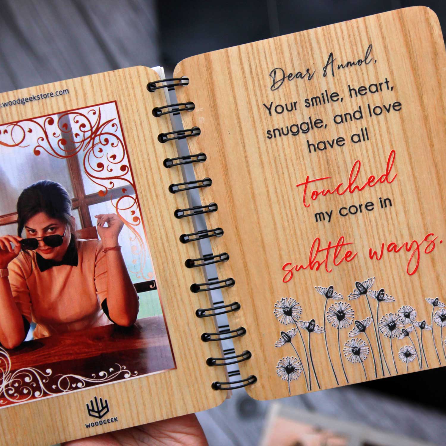 Valentines Gift For Girlfriend & Wife | Personalized Photo Wood Diary