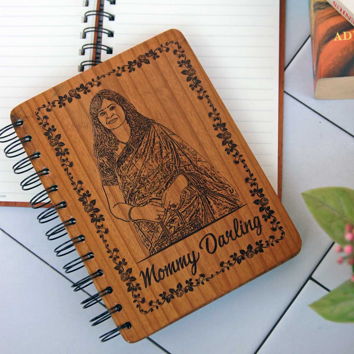 Personalised Wooden Notebook For Mom