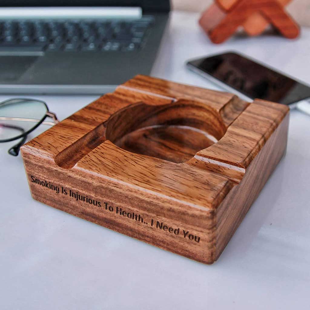 Personalized Dark Wood Ashtray