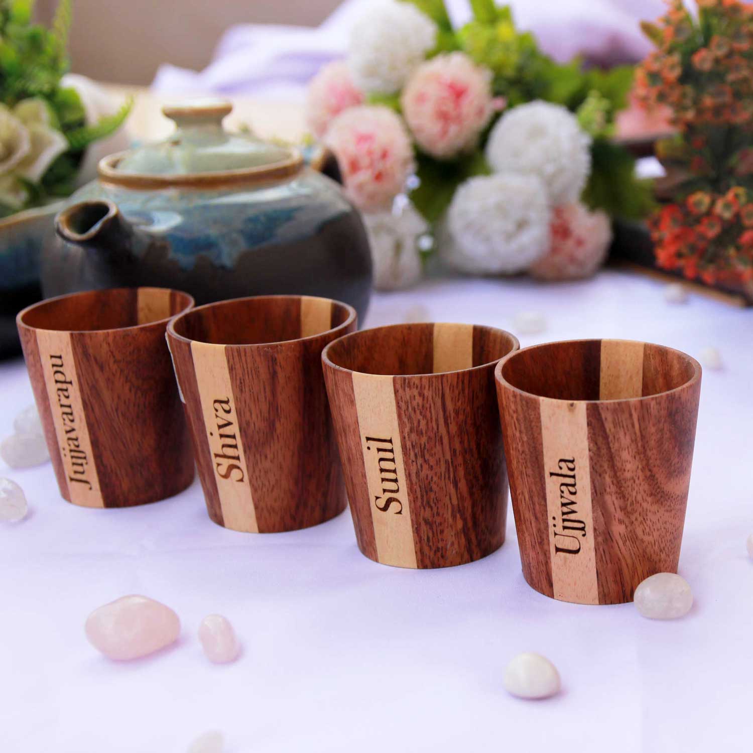 Personalized Wood Tea & Coffee Cup With Name | Birthday Gift For Friends