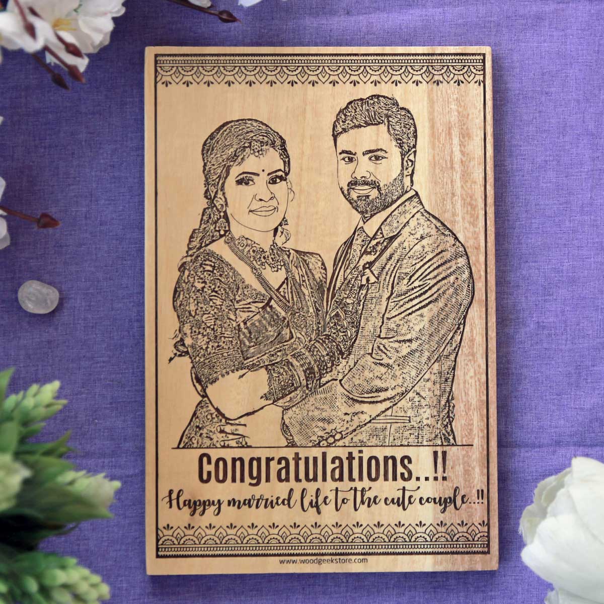 Our Wedding Day Personalized Engraved Wooden Frame