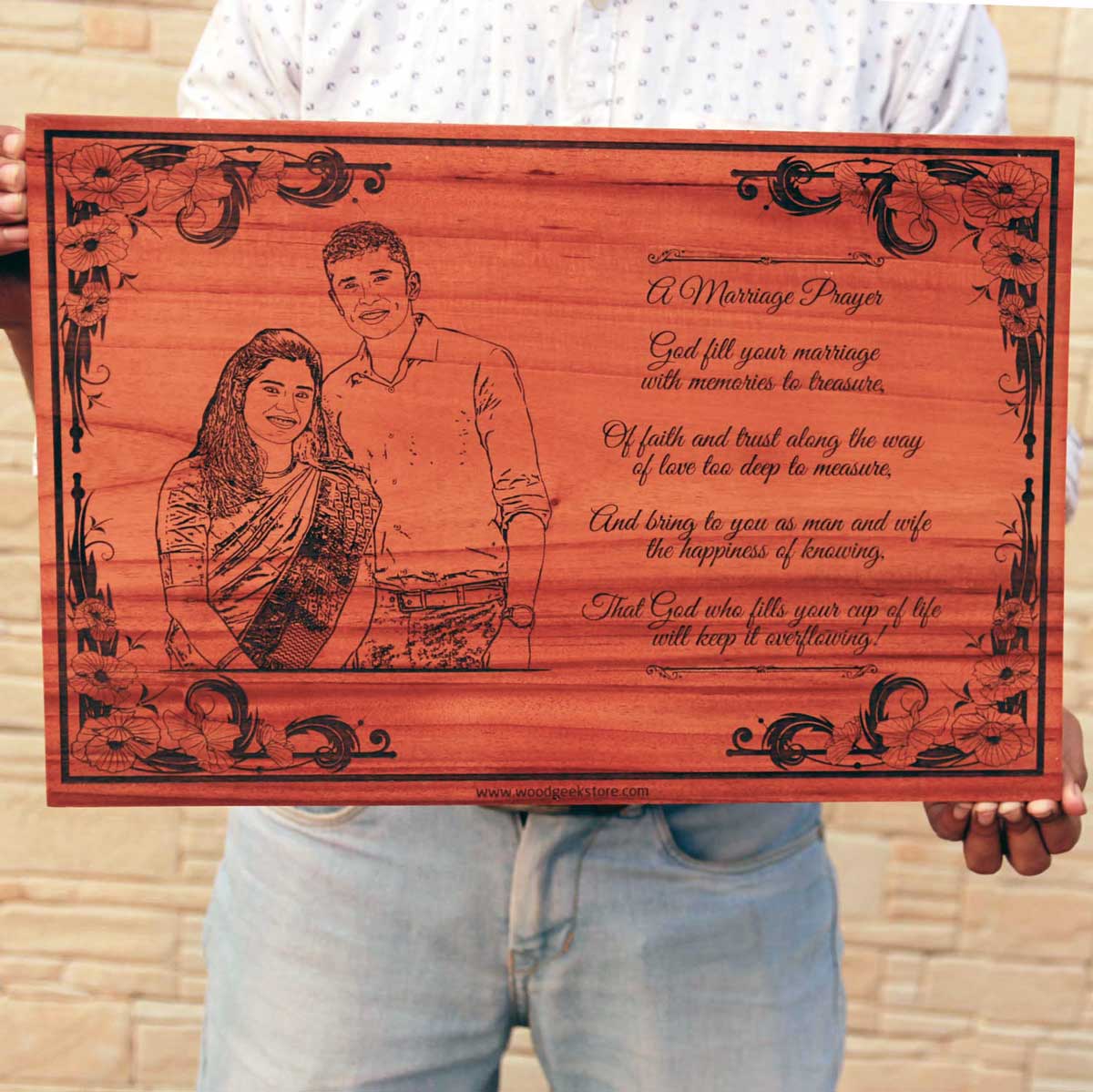 Prayer For An Everlasting Marriage Engraved Wood Plaque | Anniversary Gift For Husband & Wife