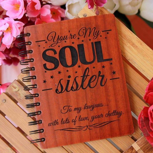 Friendship Notebook & Journal: You're my soul sister - wooden notebook ...