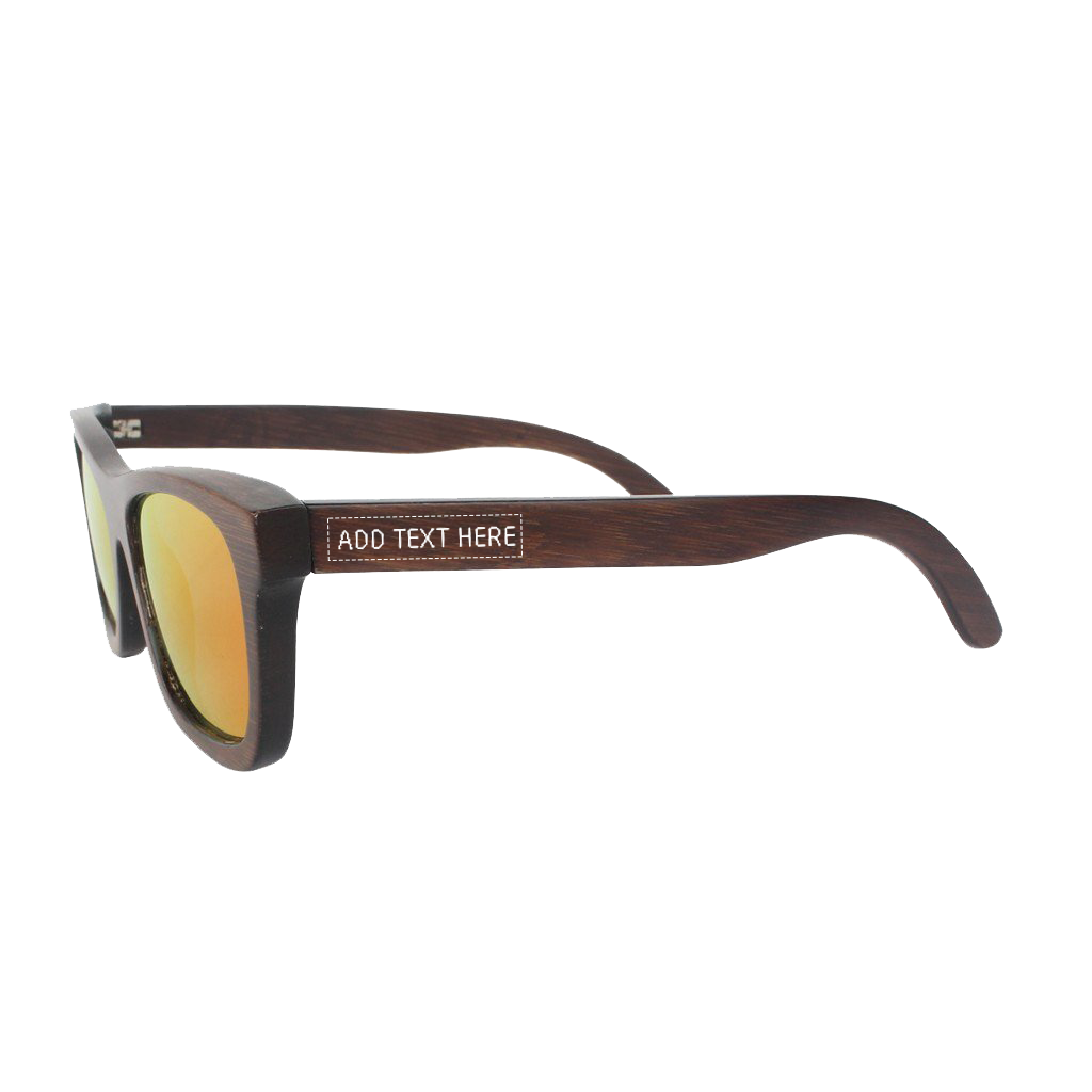 The Journeyman charcoal square wooden sunglasses - Red mirror lens