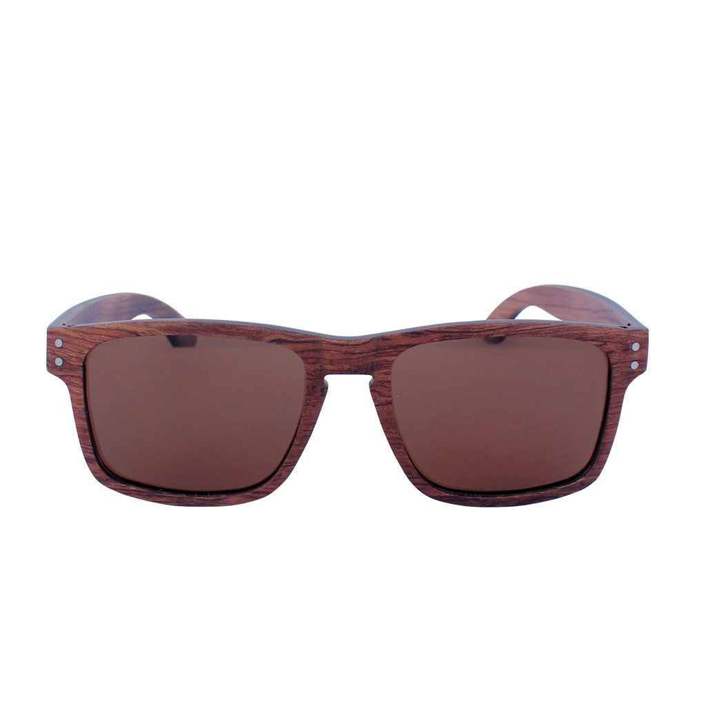 The Navigator - rosewood rectangular wooden sunglasses