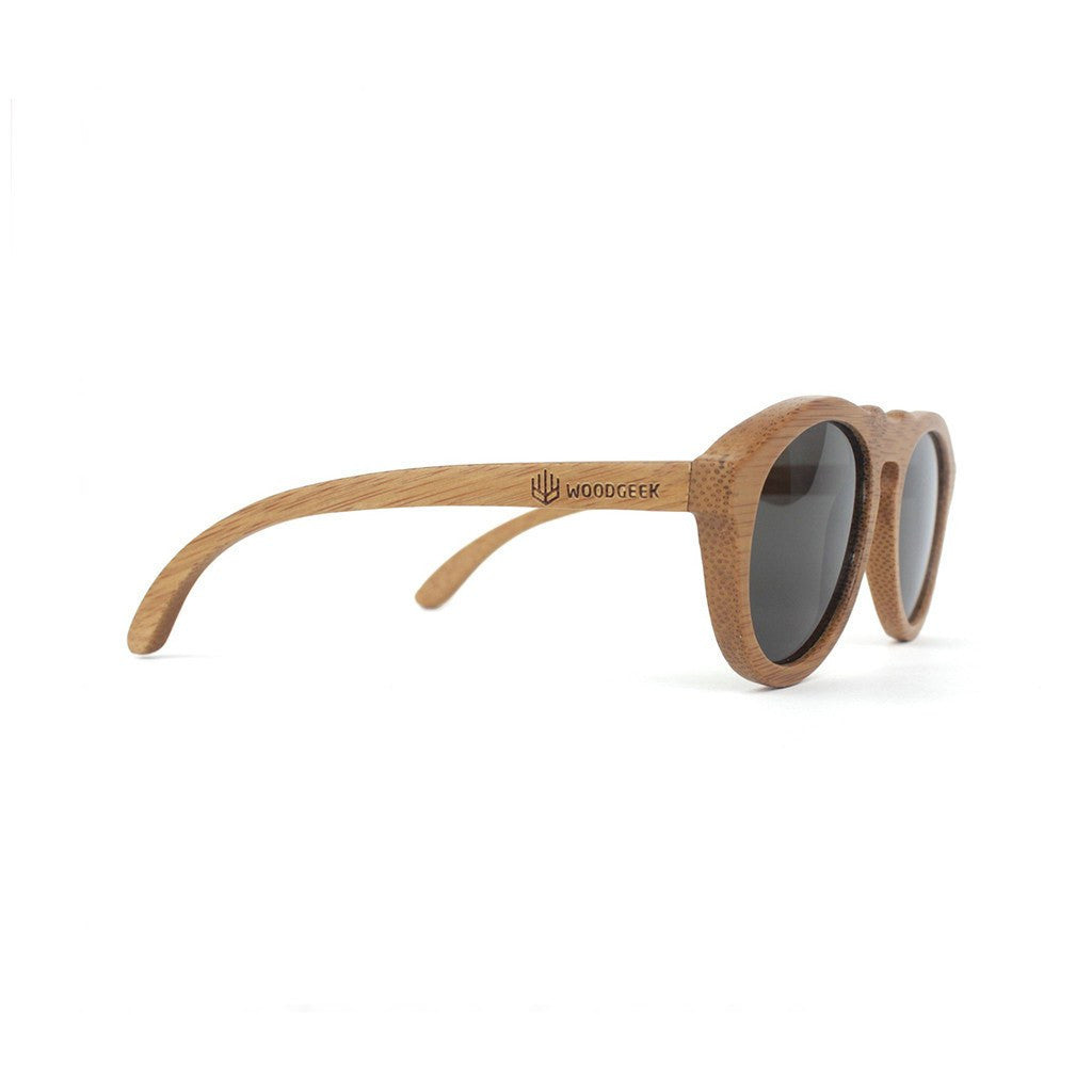 SUNGLASSES - The Retro - Brown Bamboo Wood Round Sunglasses