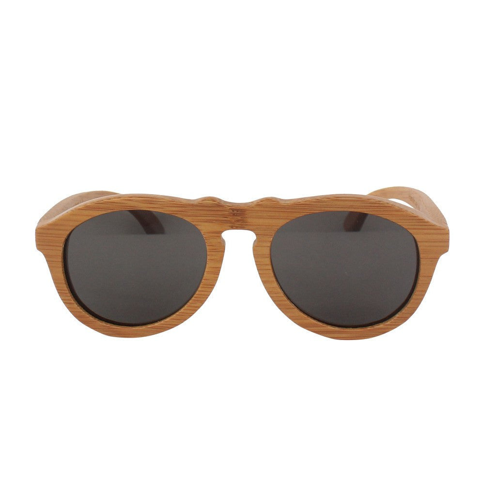 SUNGLASSES - The Retro - Brown Bamboo Wood Round Sunglasses