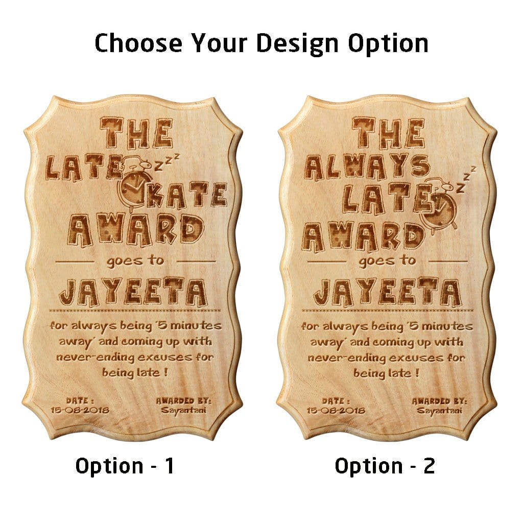 The Always Late Funny Award Certificate