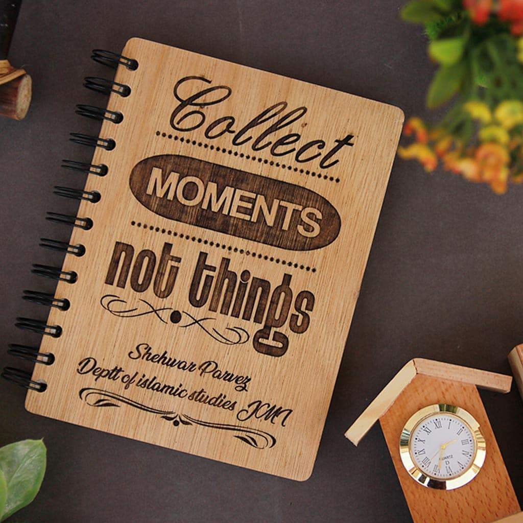 Collect moments, not things - Personalized Wooden Notebook
