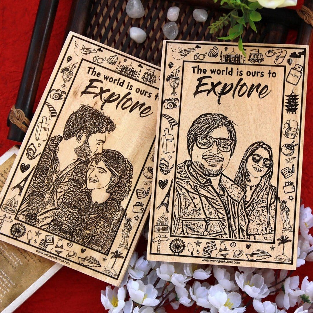 The World Is Ours to Explore – Personalized Travel-Themed Engraved Wood Frame