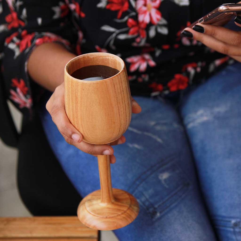 Personalized Wood Wine Goblets Engraved With Name | Anniversary Gift
