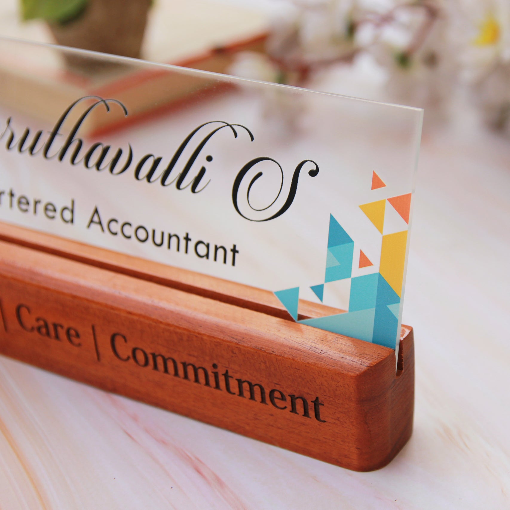 Wood Acrylic Nameplate For Chartered Accountants | Corporate Gifts