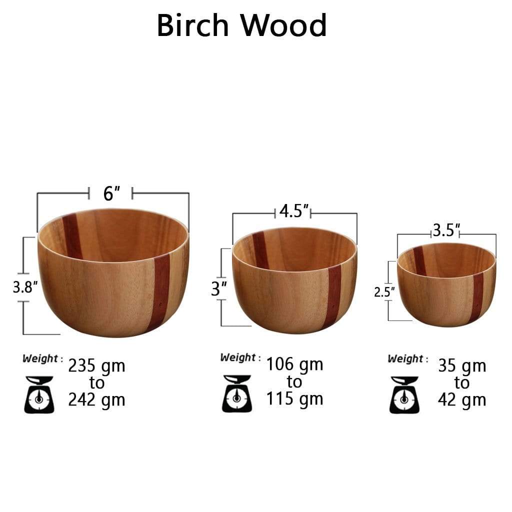 Mixing bowl & Serving bowl Wood Turned Bowls Set of 6 Handmade