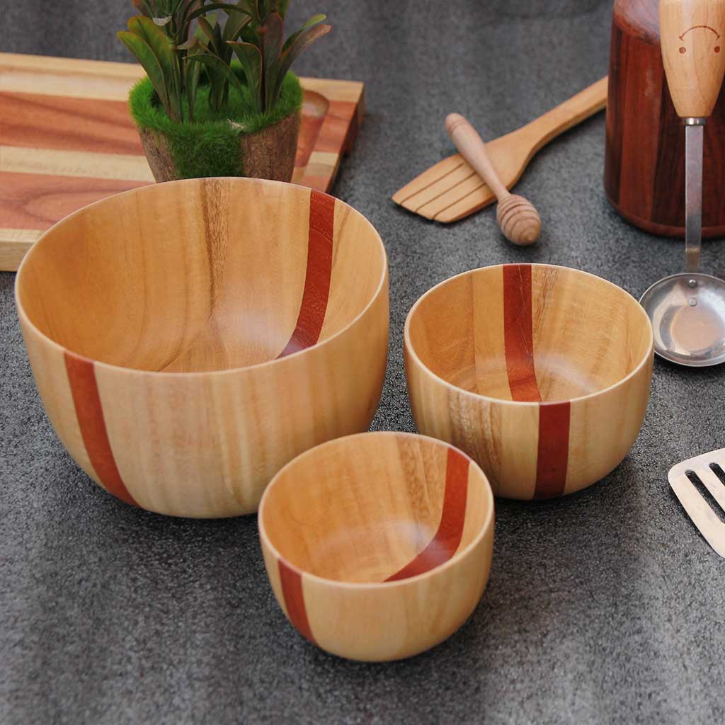 Wooden bowls set of 3 made from birch wood by woodgeekstore