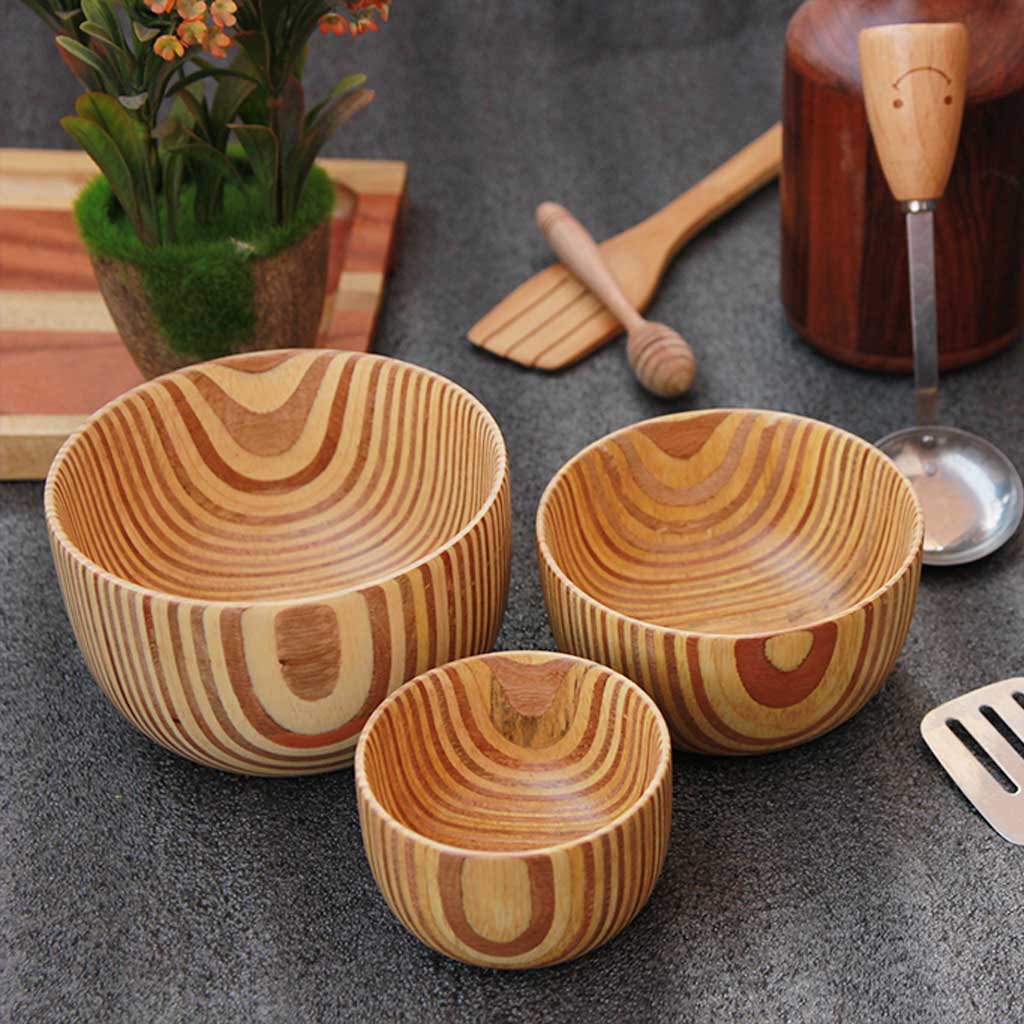 Wooden bowls set of 3 made from black sirish wood by woodgeekstore 