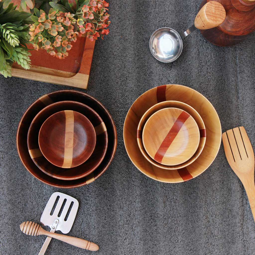 Set of 6 wooden nesting bowls - woodgeek store