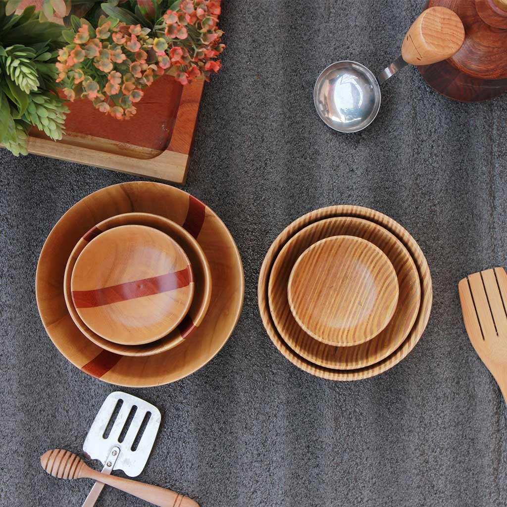 Set of 6 wooden nesting bowls - woodgeek store