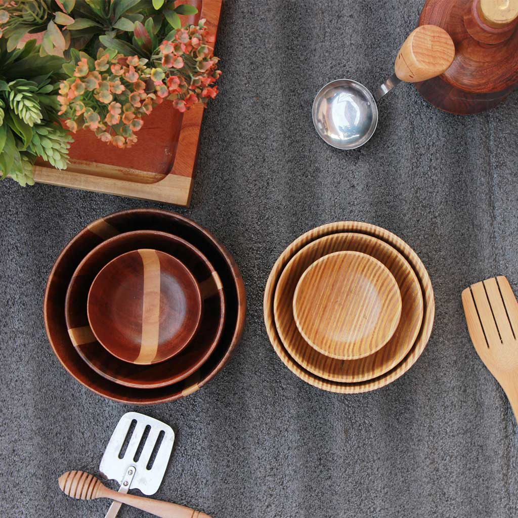 Set of 6 wooden nesting bowls - woodgeek store