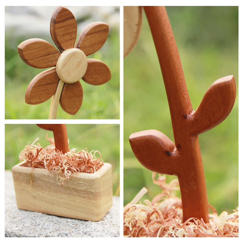 Handmade Wooden Flower &amp; Photo Engraved Frame | Valentines Day Gift